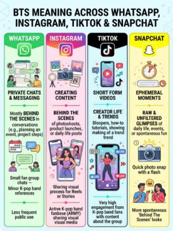 BTS Meaning Across WhatsApp, Instagram, TikTok & Snapchat