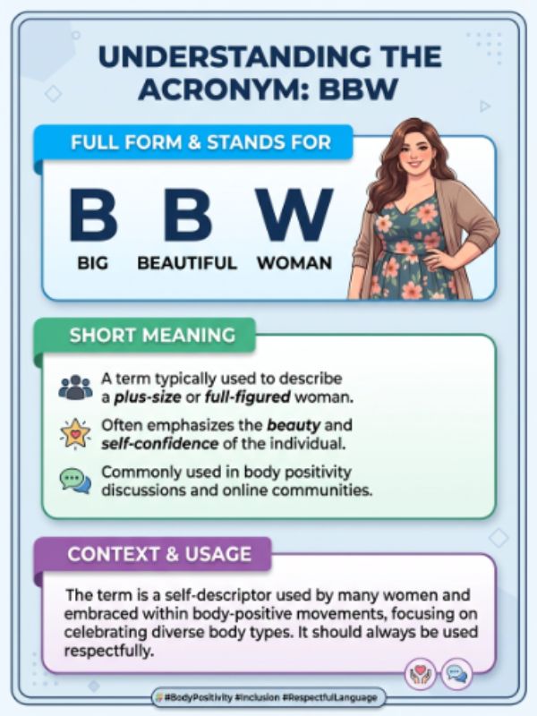 Full Form, Stands For & Short Meaning of BBW