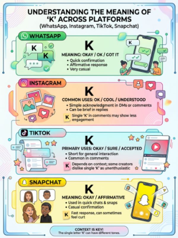 K Meaning Across WhatsApp, Instagram, TikTok & Snapchat