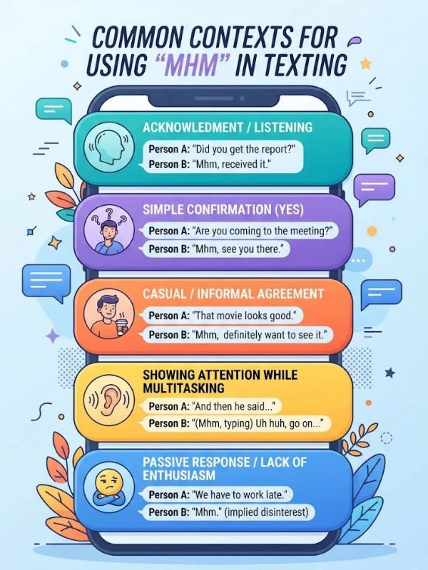 Common Contexts for Using "Mhm" in Texting