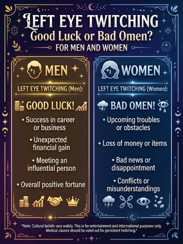 Left Eye Twitching: Good Luck or Bad Omen for Men and Women?